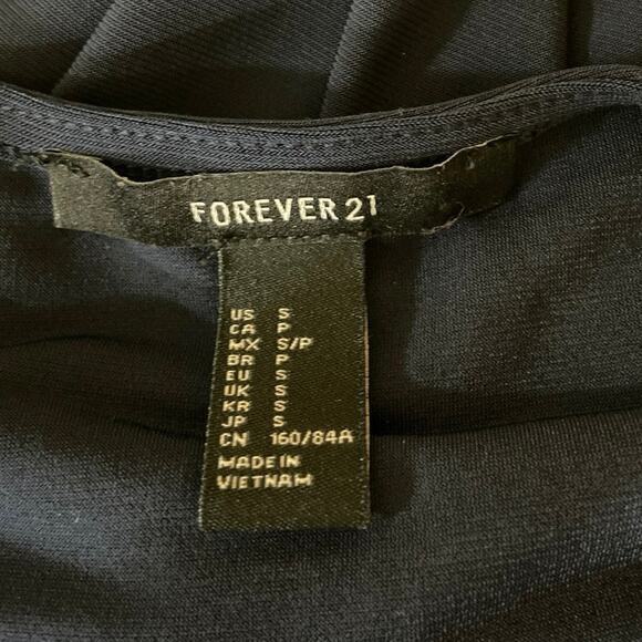 Forever 21 Blue Faux Wrap V-neck Long Sleeve Mini Elastic Waist Pull On Dress S - Picture 4 of 5